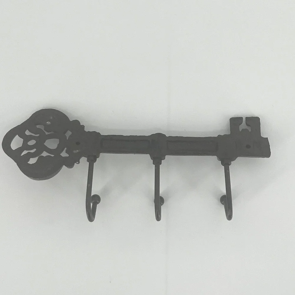 Skeleton Key Wall Hook Rack Cast Iron Victorian Black Rustic Whimsygoth 9.5